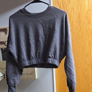 Hollister Charcoal Women's Cropped Sweatshirt